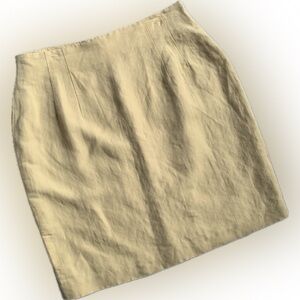 Linen lined soft yellow Skirt  | size 12 | vintage Casual Corner